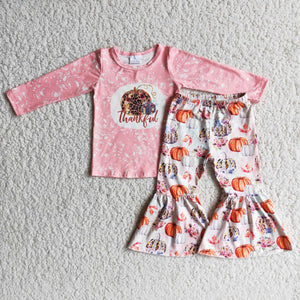 Promotional Thankful Pumpkin Pink Girls Thanksgiving Outfits