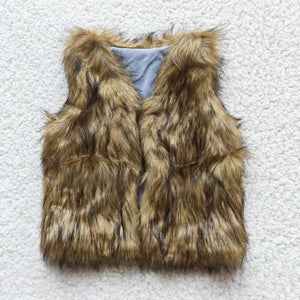 Brown Kids Plush Vest