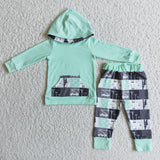 Promotional Light Green Boys Fall Hoodie Sets