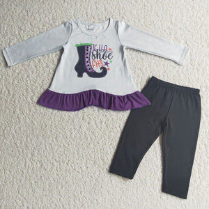 Promotional Purple Shoes Black Legging Girls Halloween Outfits