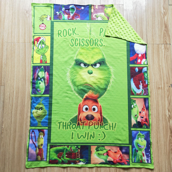 Cartoon Green Letters Christmas Blankets