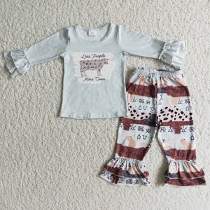 Promotional Cow Aztec Girls Long Sleeve+Trousers Sets