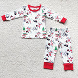 Promotional Cartoon Santa Red White Boys Christmas Pajamas