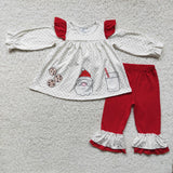 Promotional Santa Milk Cookies White Red Girls Christmas Outfits