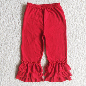 Red Ruffles Girls Loose Pants