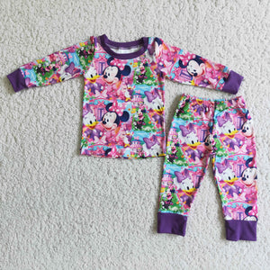 Promotional Cartoon Purple Kids Long Sleeve Pajamas