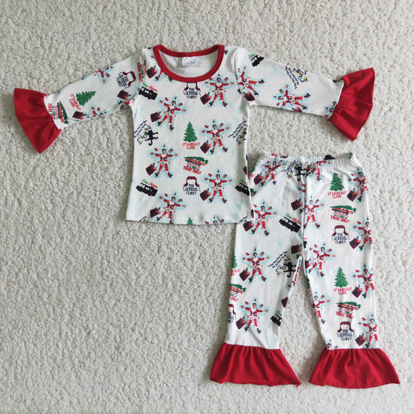 Promotional Cartoon Santa Girls Christmas Pajamas