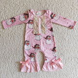 Promotional Baby Girls Santa Lace Pink Christmas Romper