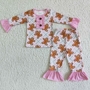 Promotional Gingerbread Pink Girls Christmas Pajamas