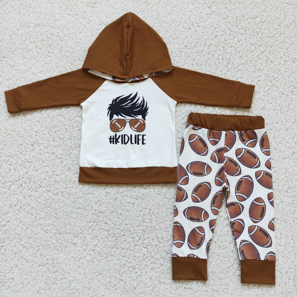 Promotional Kidlife Football Brown Boys Hoodie Sets