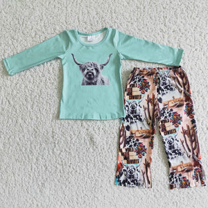 Promotional Heifer Cow Girls Long Sleeve+Trousers Sets