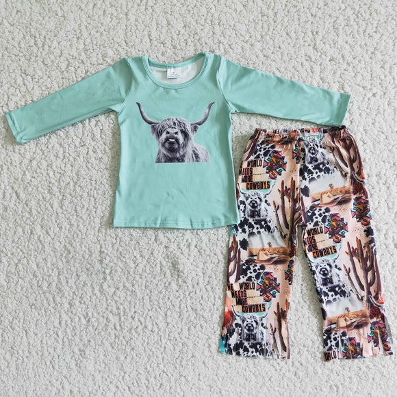 Promotional Heifer Cow Girls Long Sleeve+Trousers Sets