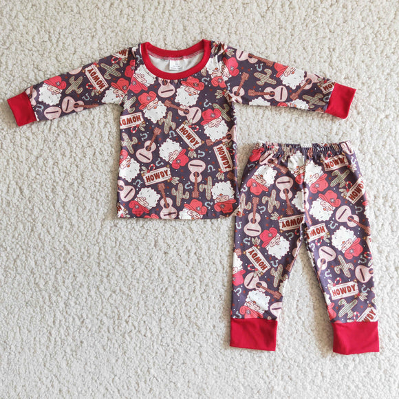 Promotional Santa Guitar Red Boys Christmas Pajamas