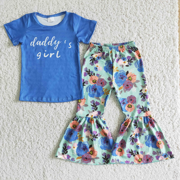 Promotional Daddy's Girl Floral Girls Short Sleeve+Trousers Sets