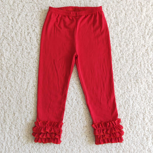 Red Ruffles Girls Legging Pants