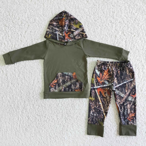 Jungle Leaves Boys Fall Hoodie Sets