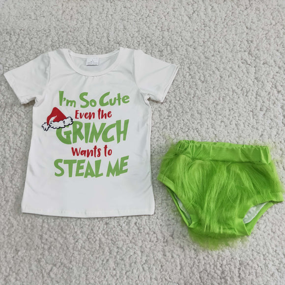 Cartoon Green Fur Christmas Bummies Sets