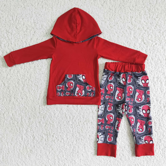 Cartoon Red Boys Fall Hoodie Sets