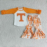 Football Team T Orange Girls Long Sleeve+Trousers Sets