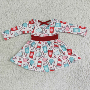 Promotional Criss-Cross Cups Girls Christmas Dress