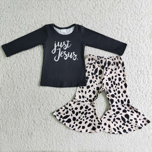 Promotional Jesus Black Girls Long Sleeve+Trousers Sets