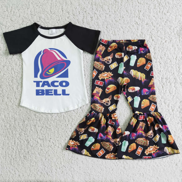 Cartoon Bell Black Girls Short Sleeve+Trousers Sets