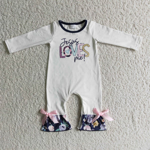 Love Jesus Floral Girls Easter Romper