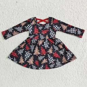 Criss-Cross Trees Black Girls Christmas Dress