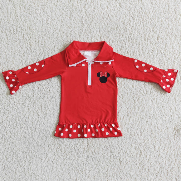 Polo Cartoon Red Girls Long Sleeve Top