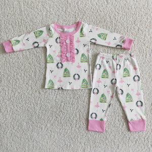 Promotional Tree Pink Girls Christmas Pajamas