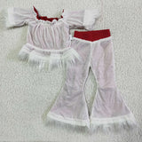 Sparkling Fur Red Sequins Party Girls Christmas Outfits