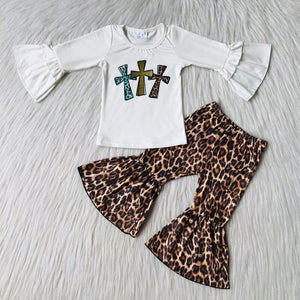 Promotional Cross Leopard Print Girls Easter Outfits