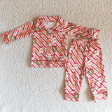 Promotional Santa Reindeer Red Stripes Collar Boys Christmas Pajamas