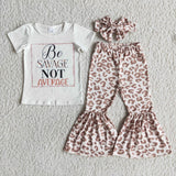 Promotional Be Savage Not Average Girls Short Sleeve+Trousers Sets