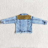 Gold Sequins Girls Denim Jacket