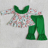 Promotional Cake Green Big Bow Girls Christmas Outfits