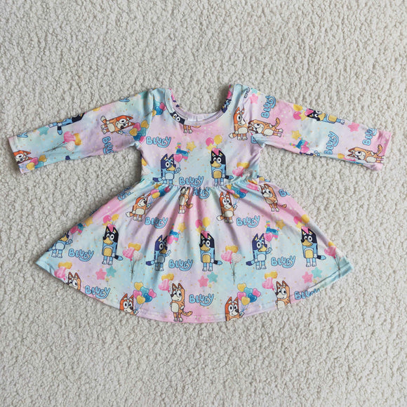 Cartoon Dogs Pink Girls Valentines Dress