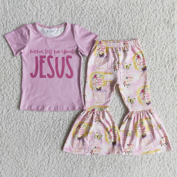 Promotional Jesus Cross Pink Girls Easter Outfits