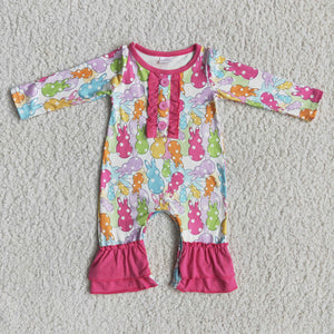 Promotional Baby Girls Hot Pink Bunny Easter Romper