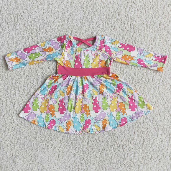 Promotional Bunny Hot Pink Criss-Cross Girls Easter Dress