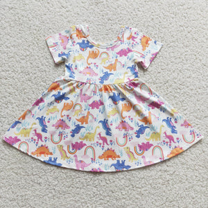 Promotional Dinosaur Girls Short Sleeve Dress