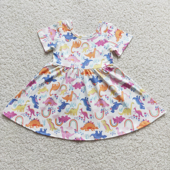 Promotional Dinosaur Girls Short Sleeve Dress