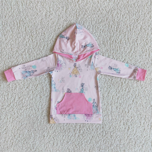 Cartoon Princess Pink Girls Hoodie Top