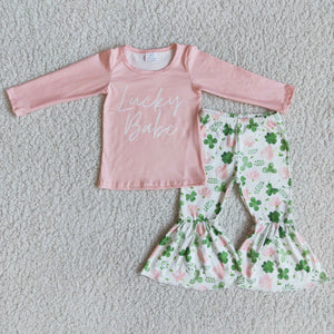 Promotional Lucky Babe Clover Pink Girls St. Patrick's Day Outfits