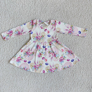 Promotional Cartoon Bunny Pink Floral Girls Easter Dress