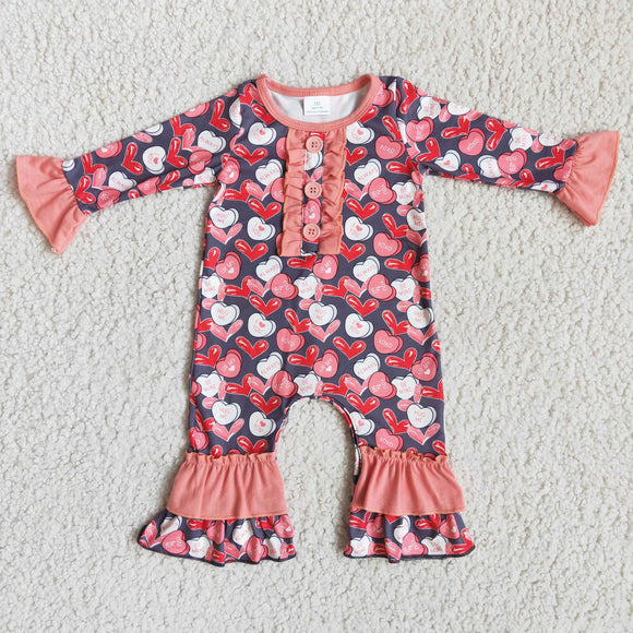 Red Love Heart Girls Valentine Romper