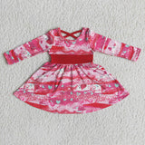 Promotional Criss-Cross Hot Pink Girls Valentines Dress