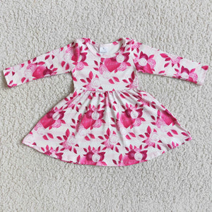 Promotional Floral Love Pink Girls Valentines Dress