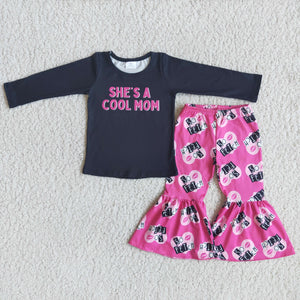 Promotional She is a cool Mom Girls Long Sleeve+Trousers Sets