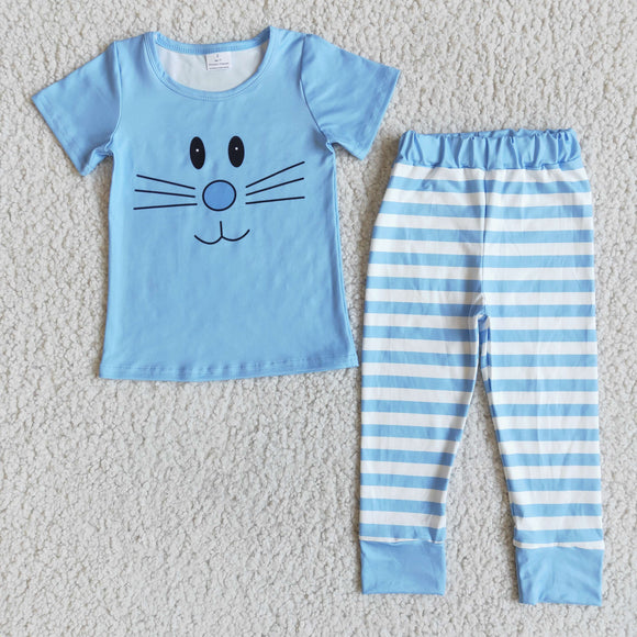 Promotional Bunny Blue Stripes Boys Easter Pajamas